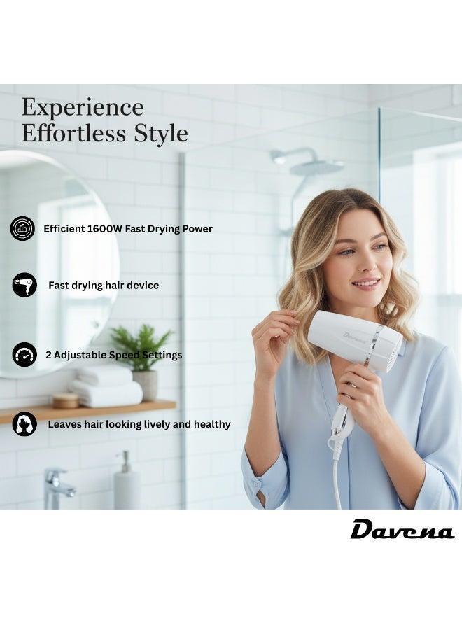 DAVENA Hair Dryer 1600W Lightweight Fast Drying - Image 5